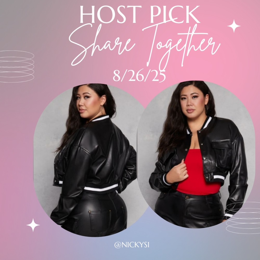 Plus Size Faux Leather Cargo Cropped Bomber Jacket - black